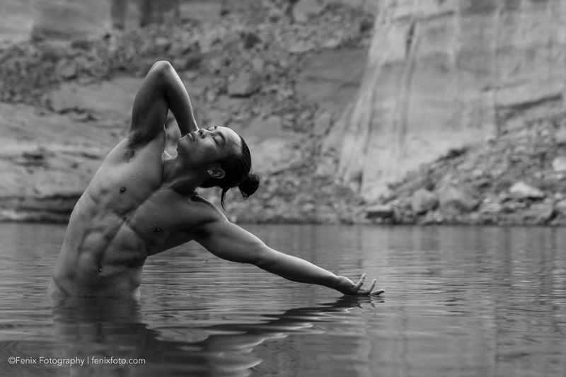 Male model photo shoot of asianmanbun in Lake Powell, Utah