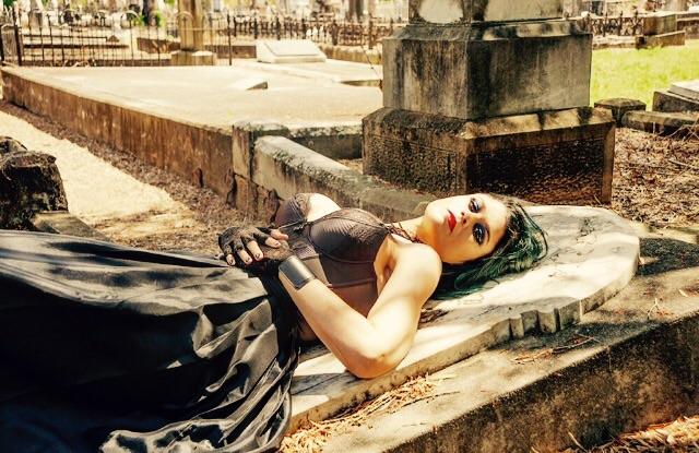 Female model photo shoot of Mafiagal by Tom Martin in Nundah Historic Cemetery