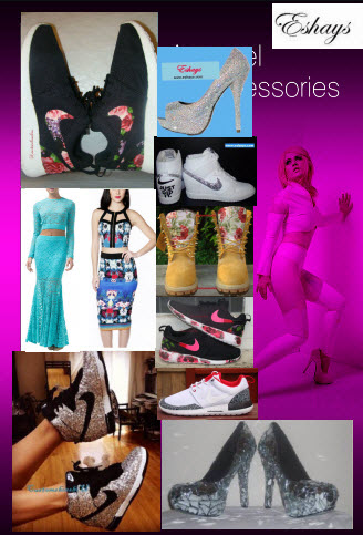 Female model photo shoot of Eshays Designs in http://www.eshays.com/collections/other-custom-shoes