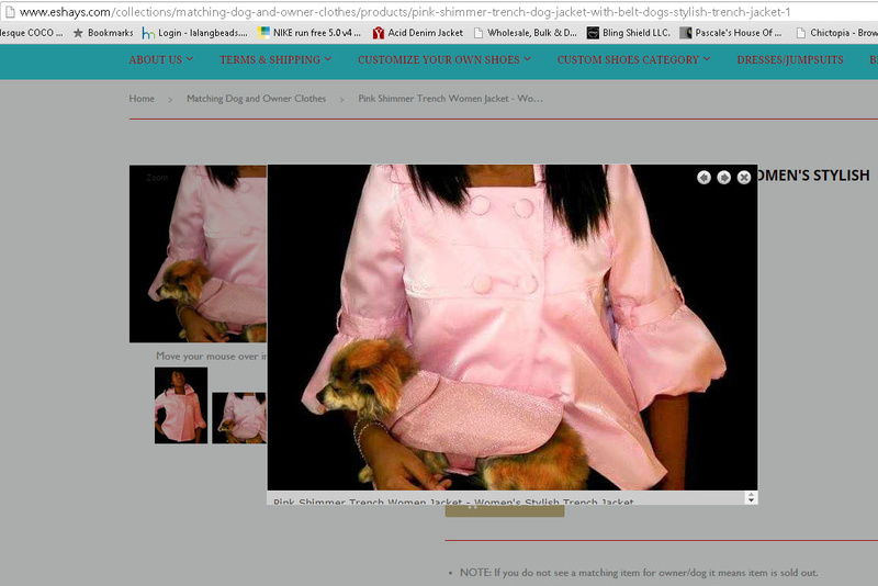 Female model photo shoot of Eshays Designs in http://www.eshays.com/collections/matching-dog-and-owner-clothes/products/pink-shimmer-trench-dog-jacket-with-belt-dogs-stylish-trench-jacket-1