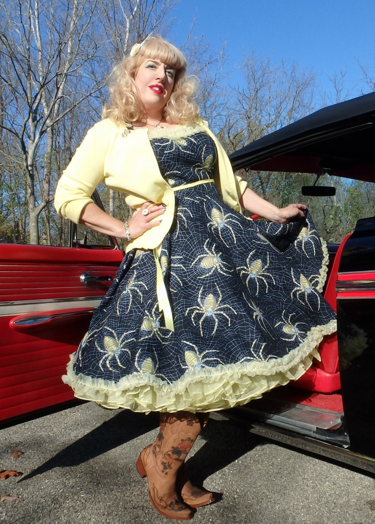 Female model photo shoot of Jackie O Sassness in Cruising in my '62 Ford
