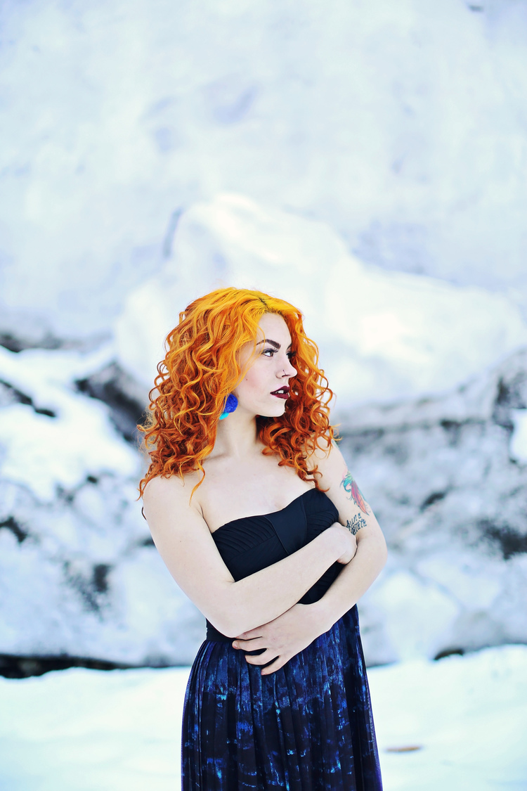 Female model photo shoot of Cassaundra Honorine in Ice Caves, WA