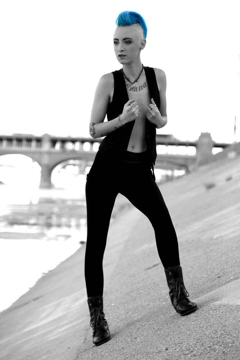 Female model photo shoot of DJLyric in Sixth Street Viaduct