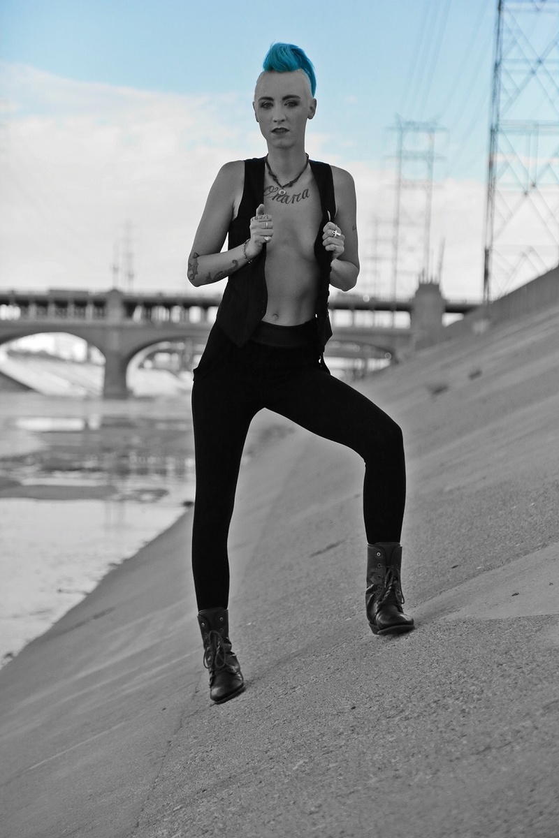 Female model photo shoot of DJLyric in Sixth Street Viaduct