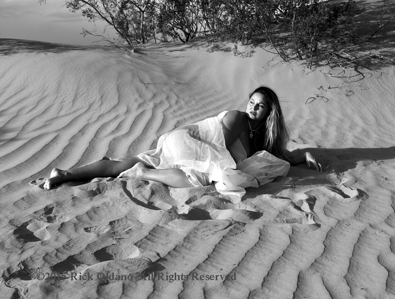 Male and Female model photo shoot of Rick Oldano Photography and Sylvia Lovell in Mesquite Flats, Death Valley, CA