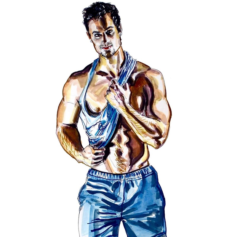 Male model photo shoot of Evan Leonardo Martinez in Los Angeles, CA, art by Physique Illustration 
