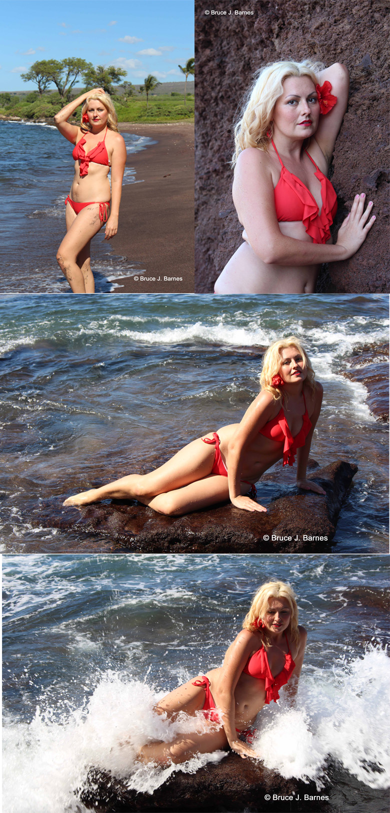 Male and Female model photo shoot of Blueman-Kent and Sasanna in Maui, HI - Black Sand Beach