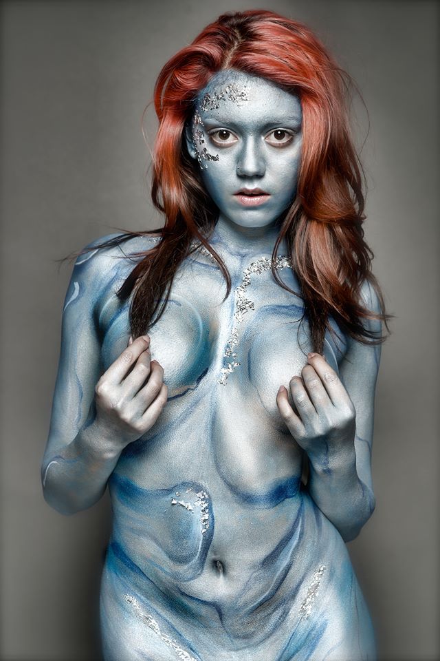 Female model photo shoot of RachelAlmeida by StromePhoto, body painted by Seamless Body Art