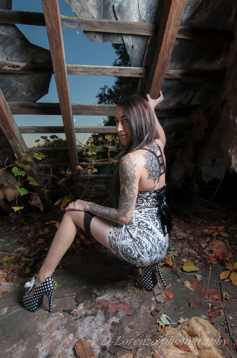 Female model photo shoot of RyssaVerde in Abandoned House