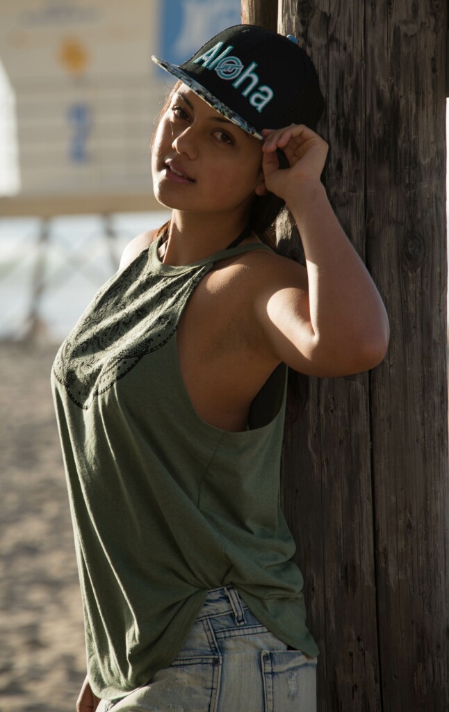 Female model photo shoot of Tianak in Huntington Beach Pier
