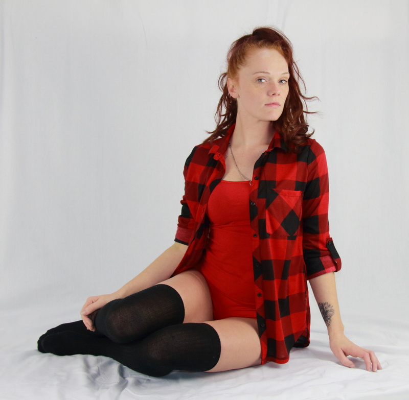 Female model photo shoot of Little Rudy Red by B-Rad Pix in Picswithred Studio- Seattle, WA