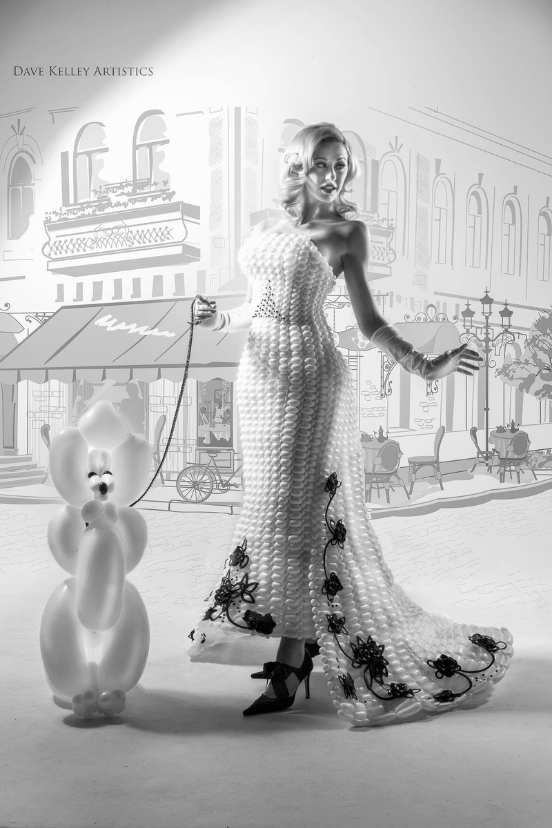 Female model photo shoot of Custom Balloon Dresses by Dave Kelley Artistics