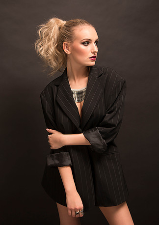 Female model photo shoot of  HopkinsNikki in London Studio, wardrobe styled by Susan Dan, makeup by lucy pardoe