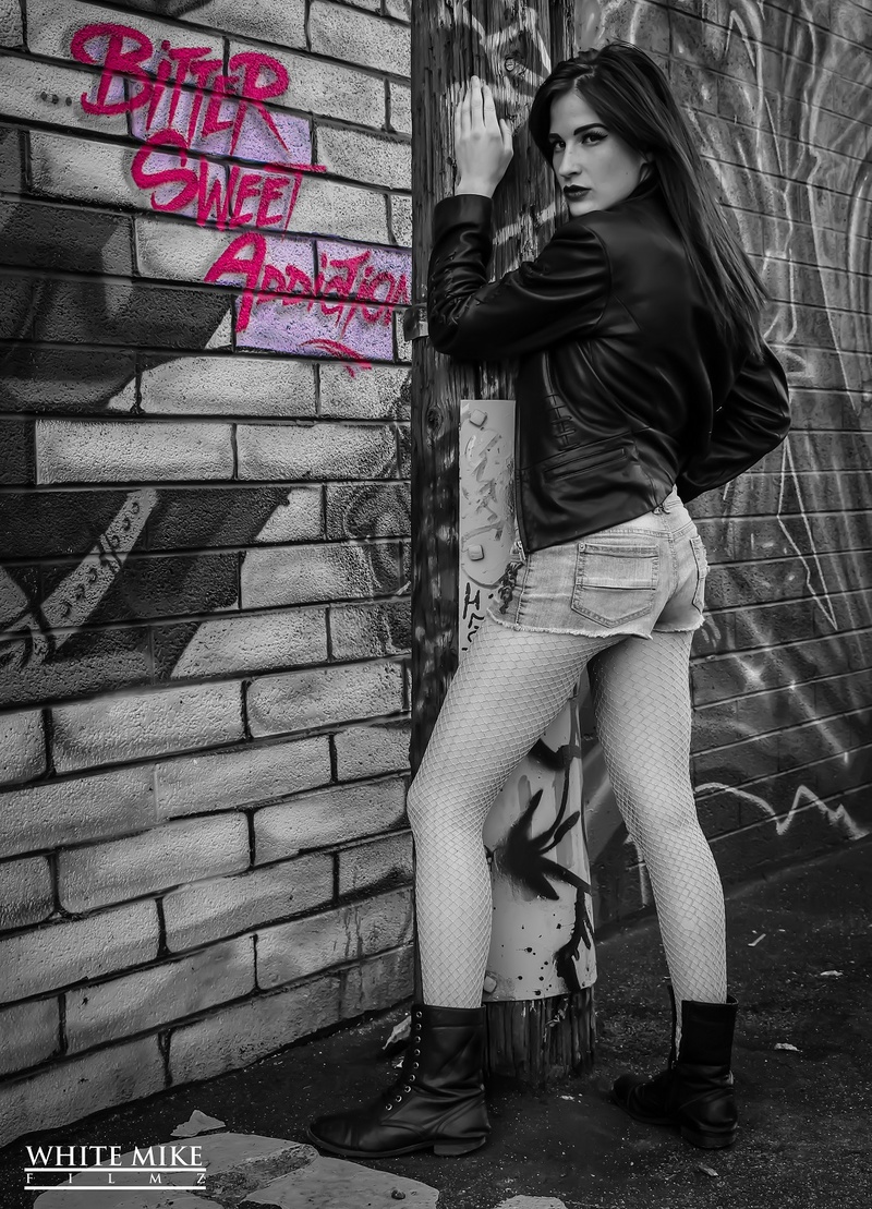 Female model photo shoot of AmberFoxyT in Downtown Las Vegas