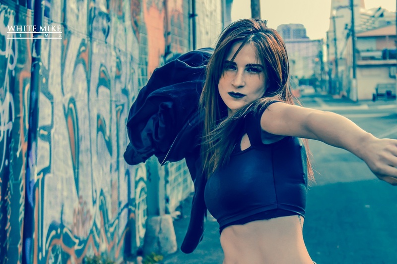 Female model photo shoot of AmberFoxyT in Downtown Las Vegas