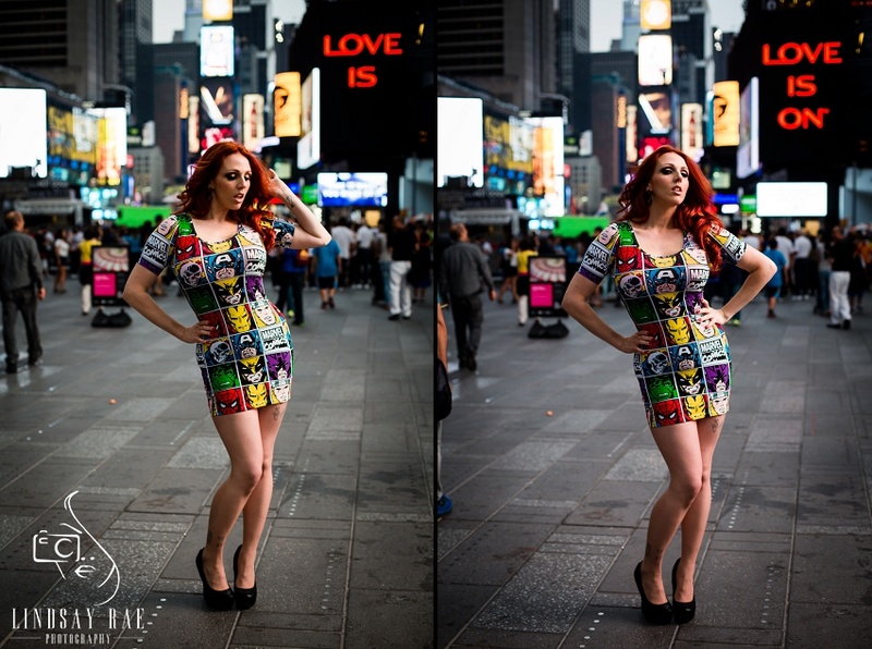 Female model photo shoot of Beth Claire in Times Square