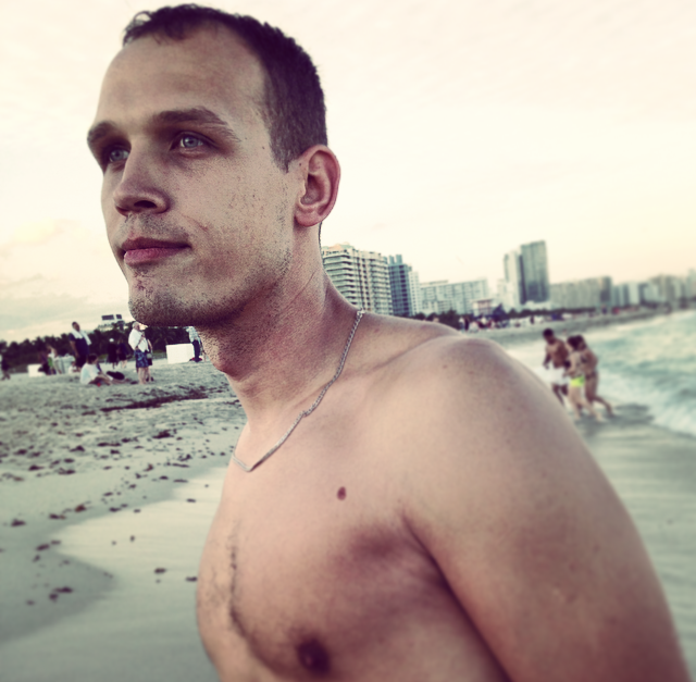 Male model photo shoot of oskarsdombrava in South beach, Miami