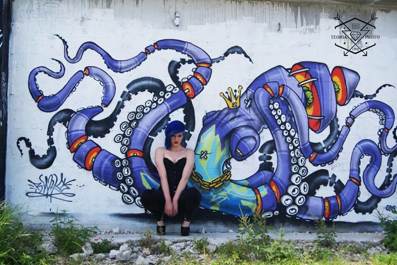 Female model photo shoot of Charlie Blue in Wynwood Walls, Miami, FL