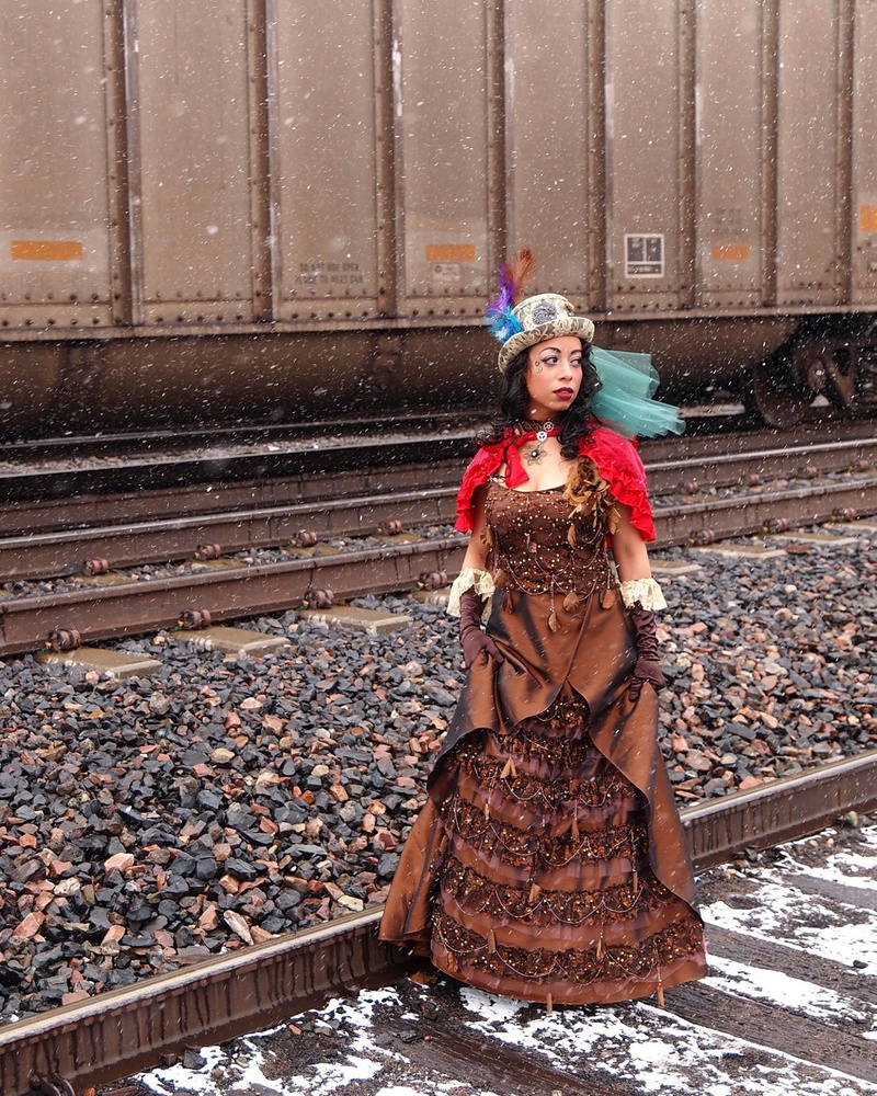 Female model photo shoot of Tif von Batsy in Colorado Springs Traintracks