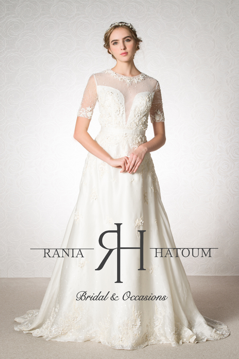 Female model photo shoot of Rania Hatoum Bridal 