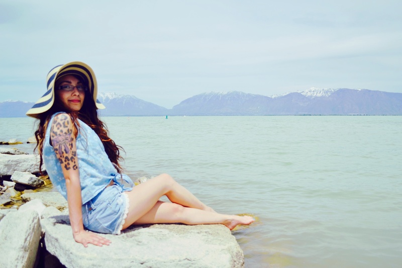 Female model photo shoot of LucidVenusianPhotograph in Utah Lake
