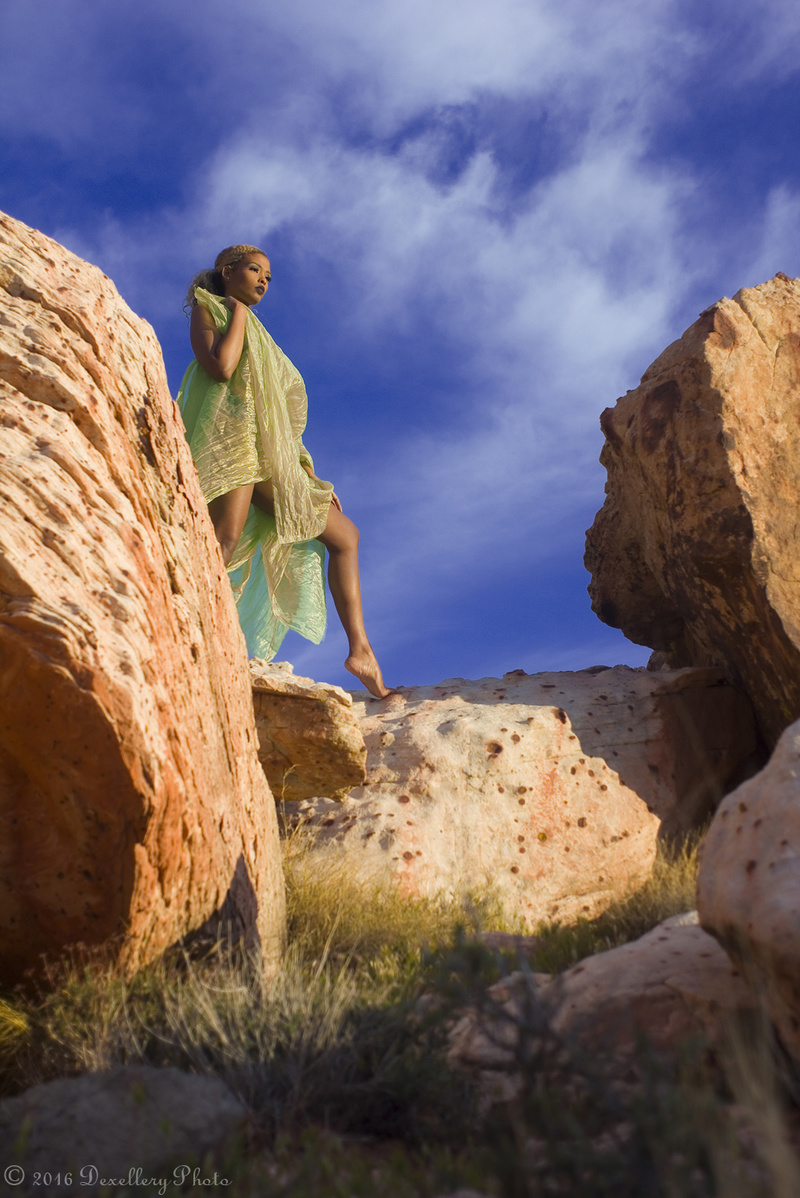 Female model photo shoot of SashaGordon by Dexellery Photography in Red Rock Canyon