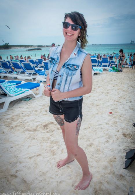Female model photo shoot of Cashell in Great Stirup Cay, Bahamas