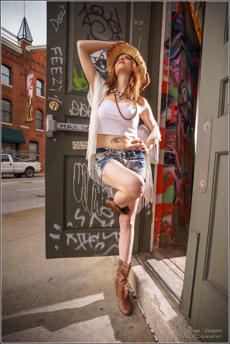 Female model photo shoot of sasami shou in Graffiti Warehouse Baltimore