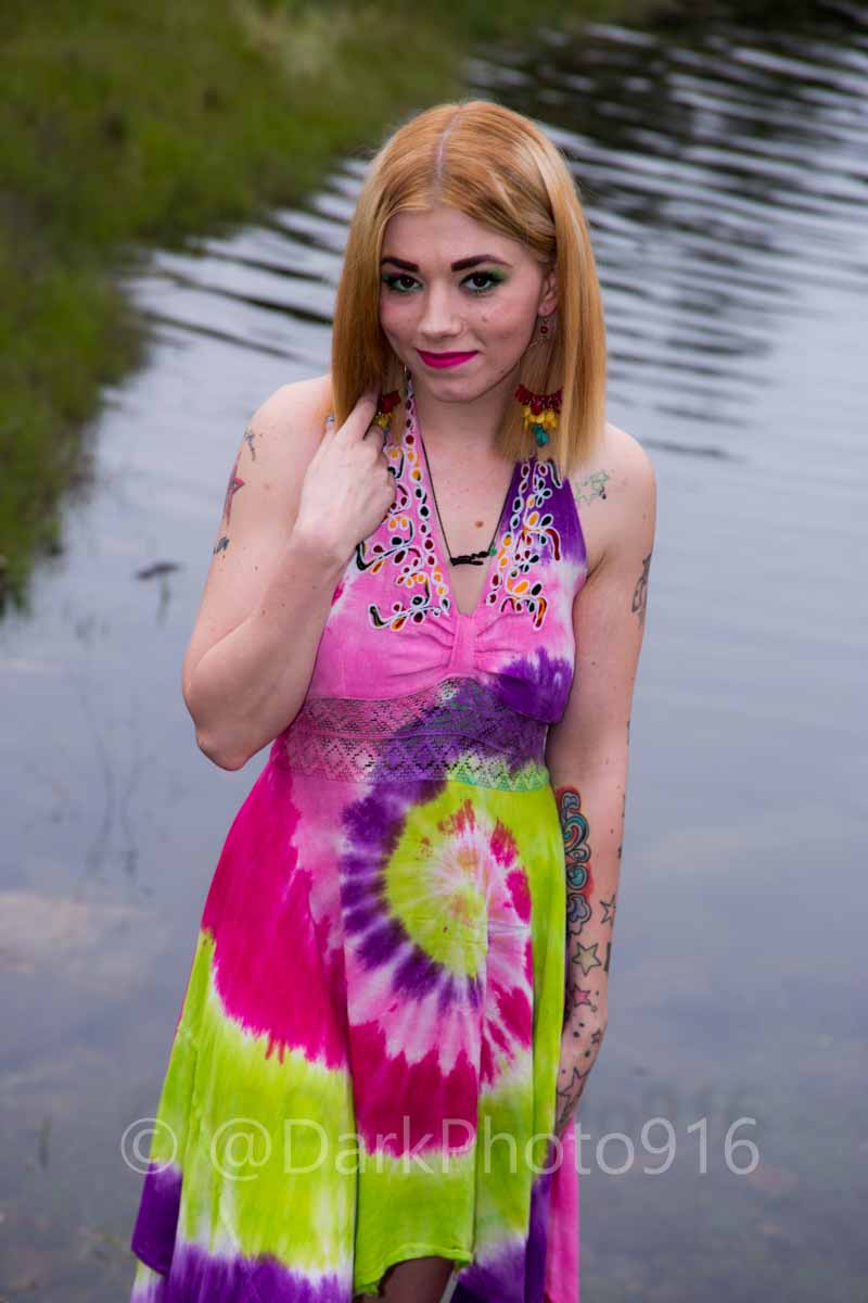 Female model photo shoot of Kali Khaos  in oroville lake ca