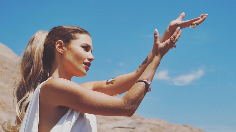 Female model photo shoot of eleanorvance in Vasquez Rocks
