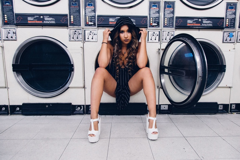 Female model photo shoot of syndel1 in Laundry Mat