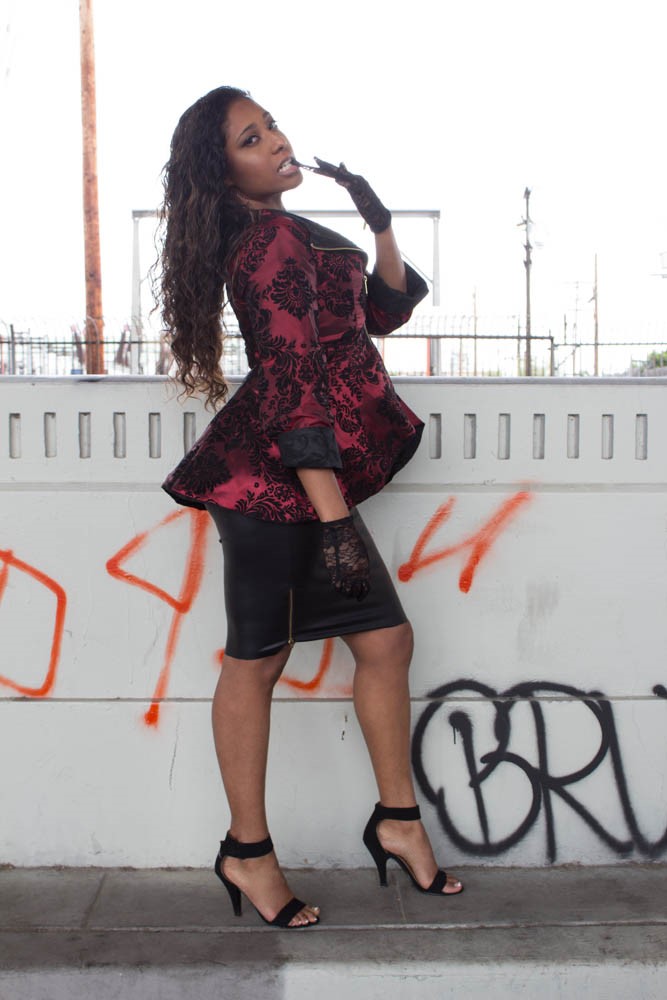 Female model photo shoot of Nikki  V by ddc visions in Los Angeles, CA, clothing designed by Jenee Dionne