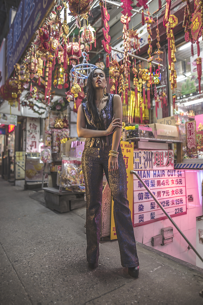 Female model photo shoot of Limor and S S J by Alek Villa in China Town, makeup by Aly Lubov
