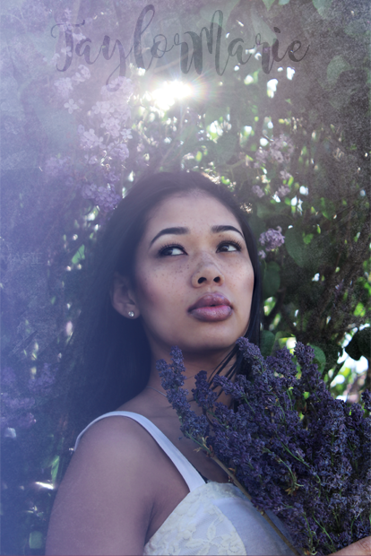 Female model photo shoot of Taylor Marie Logue in Under A Lilac Tree