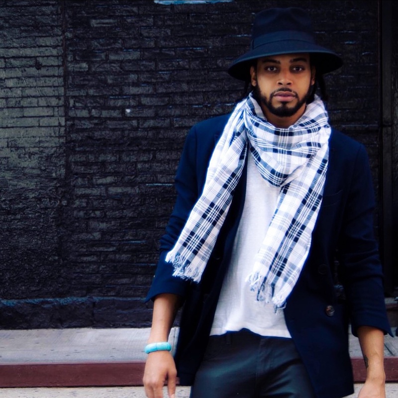 Male model photo shoot of DuVall D in Soho, NY, clothing designed by Semitic Tribebs