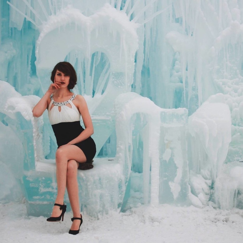 Female model photo shoot of ErinF in Edmonton Ice Castles