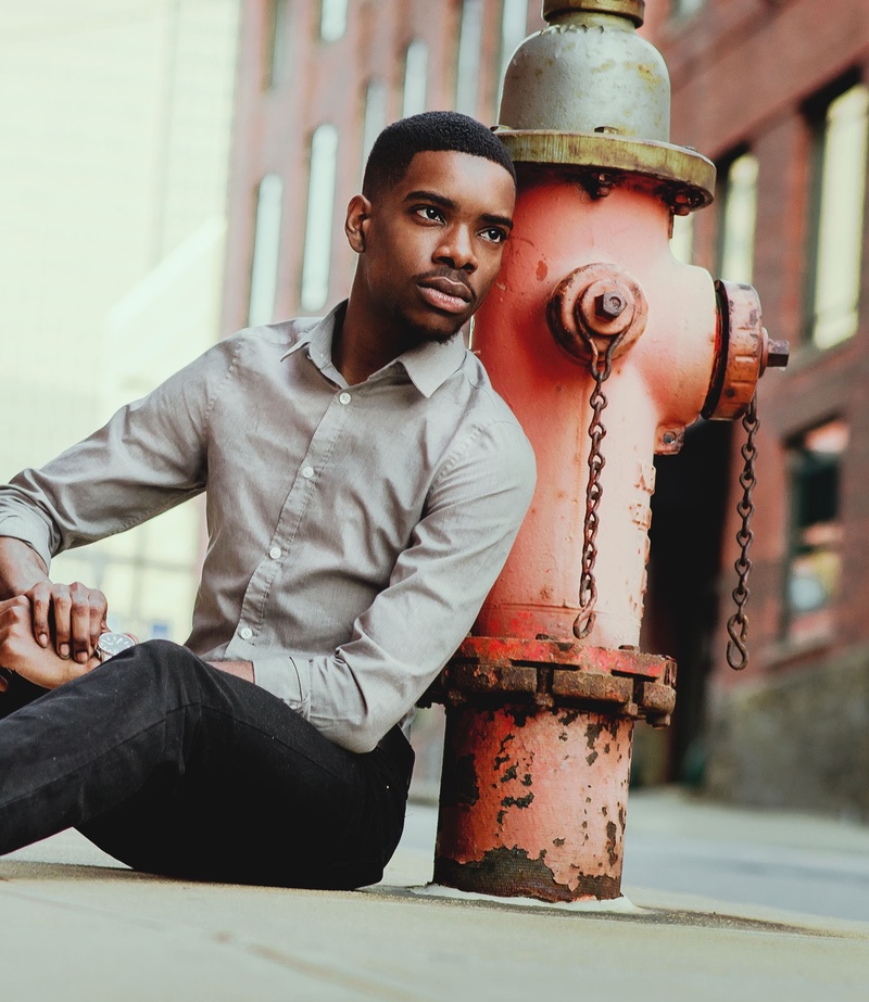 Male model photo shoot of Eddie Jarel Jones in Downtown Cleveland