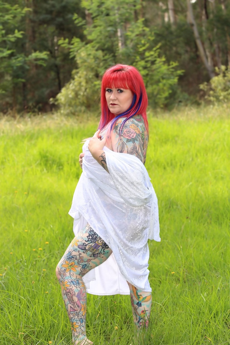 Female model photo shoot of Cinnamon Von Ink in Harkaway