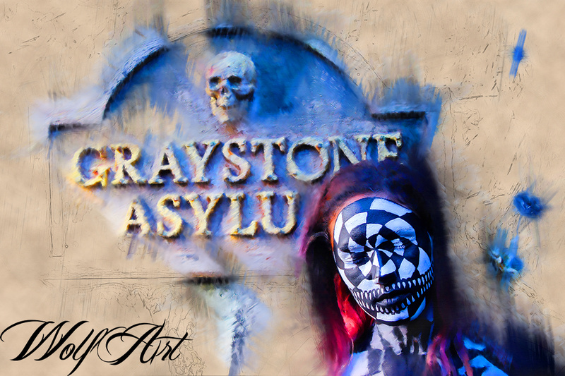 Male and Female model photo shoot of Wolf Art TX and Aunabear_98 in Graystone Haunted Manor
