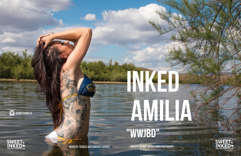 Female model photo shoot of Inkedamilia by Butch Lemen Photo