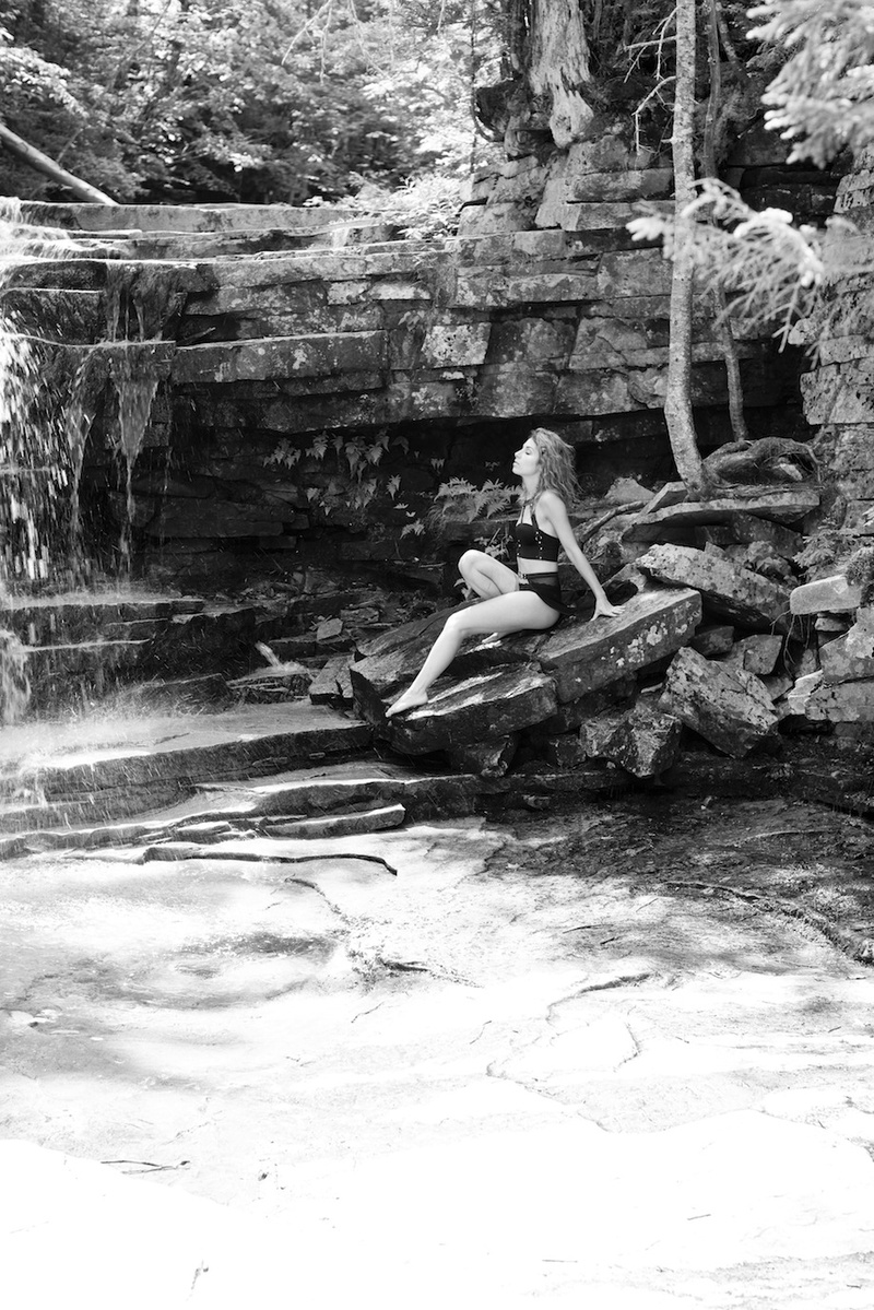 Female model photo shoot of Gillian F Barnes and Amelia Wolfe in Bemis Falls, New Hampshire