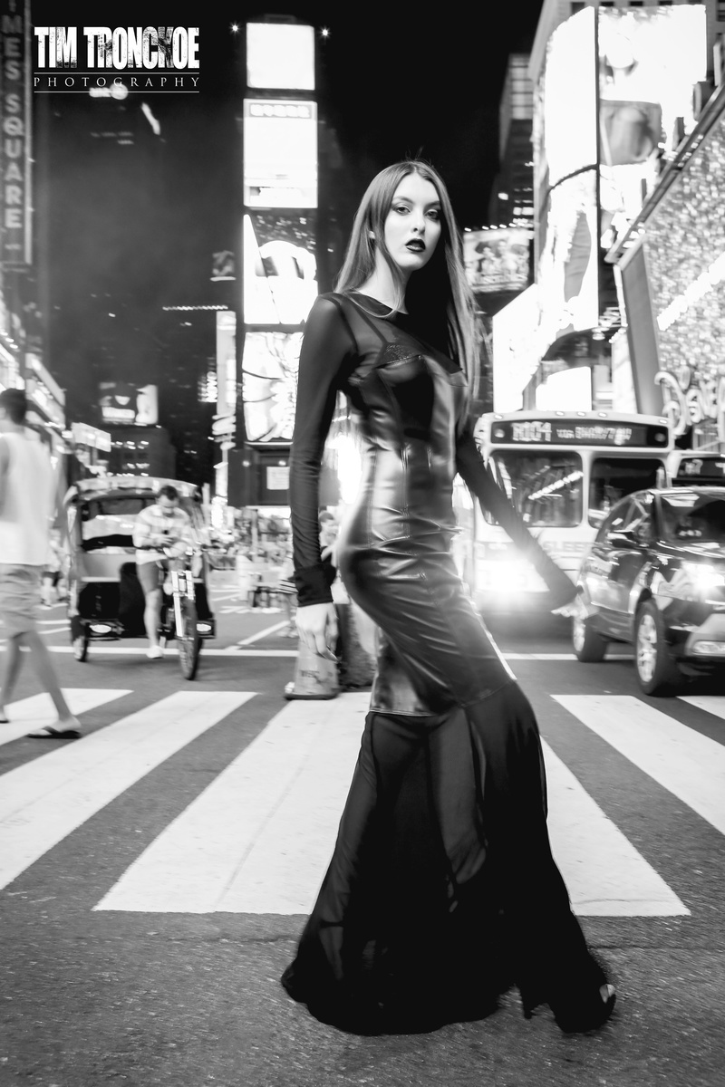 Female model photo shoot of Sharon Boucquez in Times Square - New York