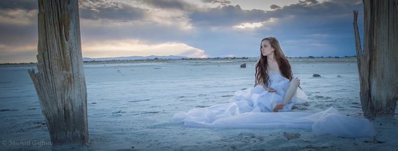 Female model photo shoot of Sarah Larsen Model in SLC, UT (Salt Flats)