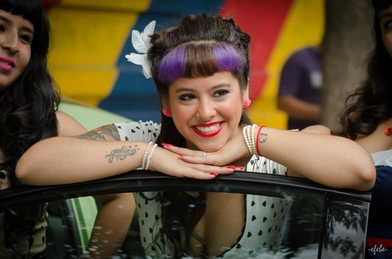 Female model photo shoot of Agus Lil Diamond in pin up fest, buenos aires, Argentina