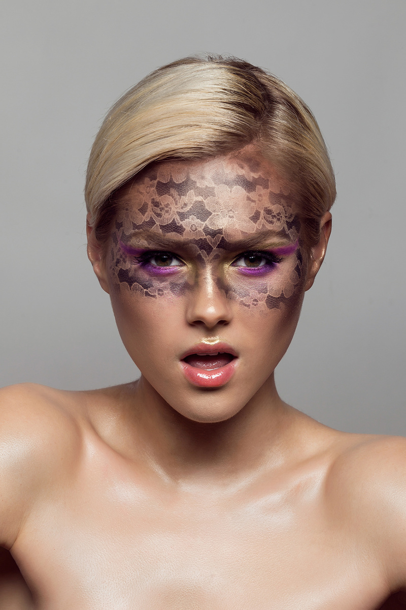 Male model photo shoot of Dobrin in New York, makeup by Sofiia Strykova