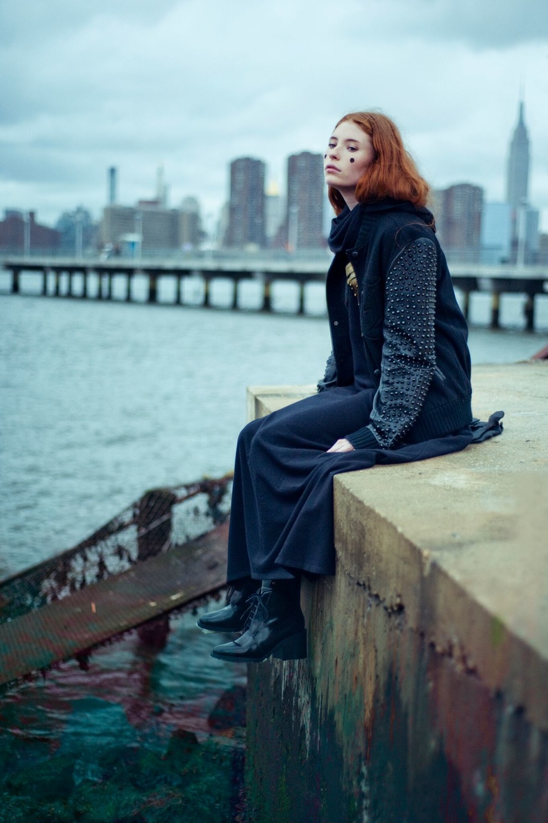 Female model photo shoot of Alena V Adamson in New York, makeup by sofi chernyak