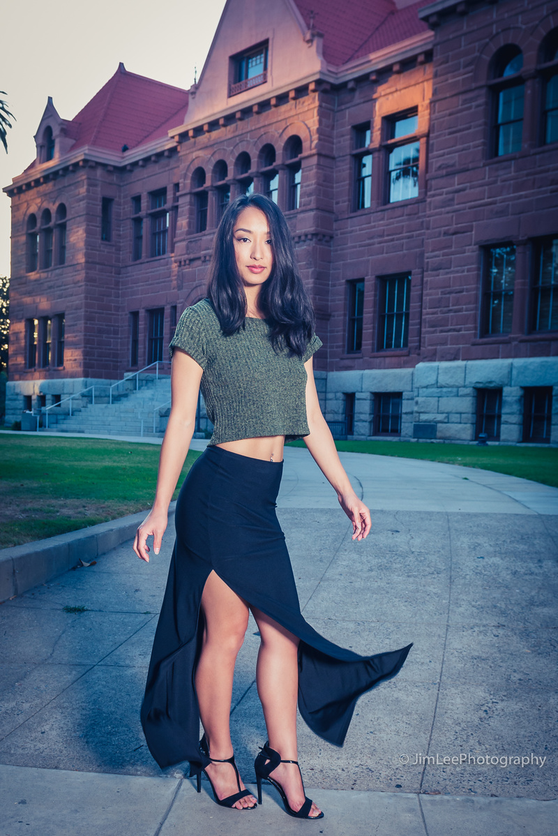 Female model photo shoot of Ayumi May in Santa Ana Courthouse