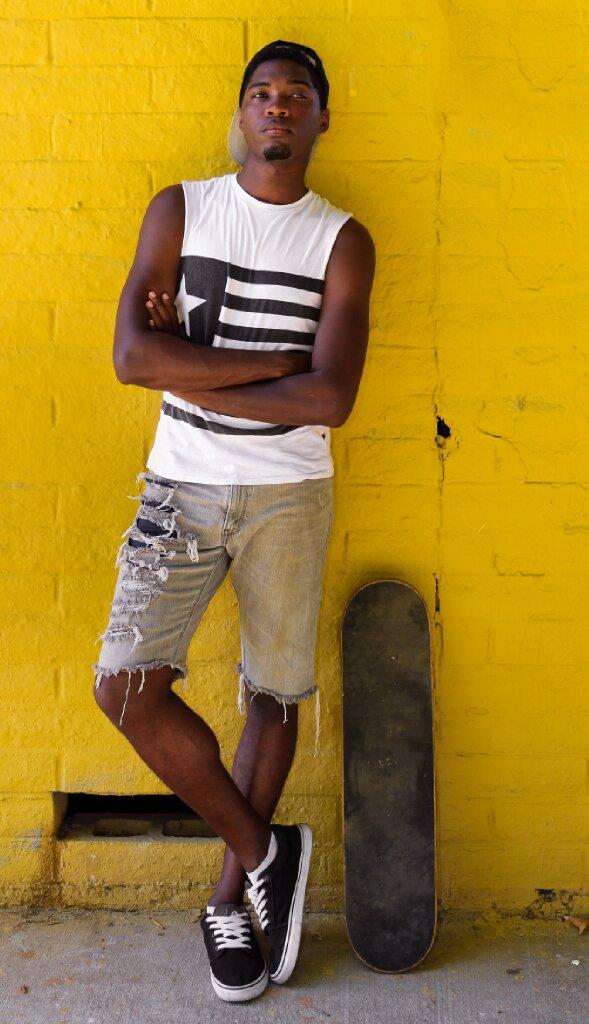Male model photo shoot of jayred malone by Barnes Designs in Highland, ca skate park