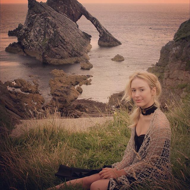 Female model photo shoot of Sabine T in Bow Fiddle Rock, Aberdeenshire