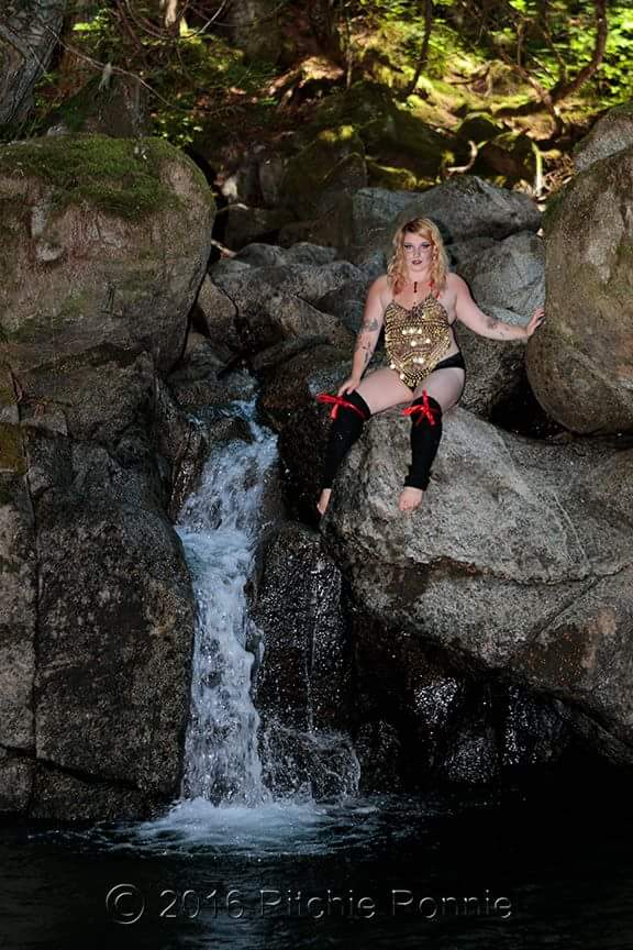 Female model photo shoot of Nikieta Minkena in Deception Falls, WA.